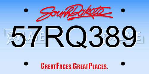 57RQ389 South Dakota License Plate
