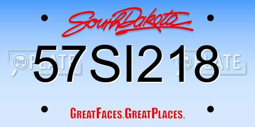 57SI218 South Dakota License Plate