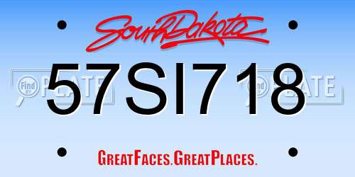 57SI718 South Dakota License Plate