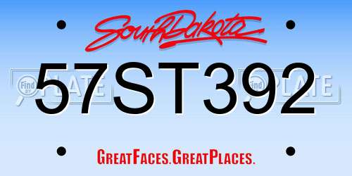 57ST392 South Dakota License Plate