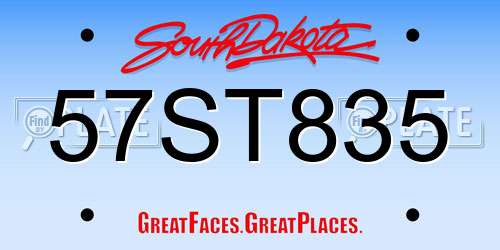 57ST835 South Dakota License Plate