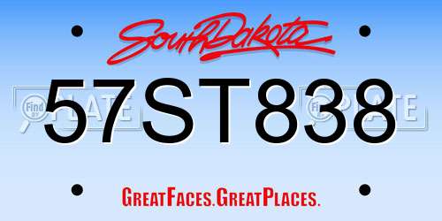 57ST838 South Dakota License Plate