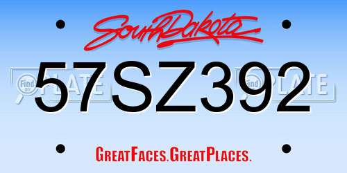 57SZ392 South Dakota License Plate