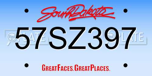57SZ397 South Dakota License Plate