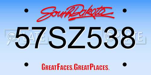 57SZ538 South Dakota License Plate