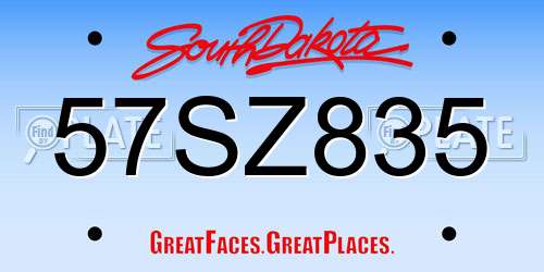 57SZ835 South Dakota License Plate