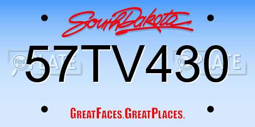 57TV430 South Dakota License Plate
