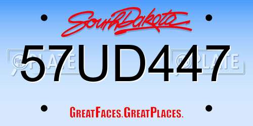 57UD447 South Dakota License Plate