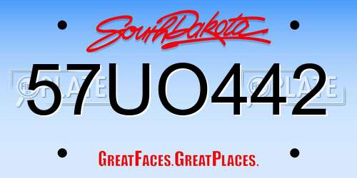 57UO442 South Dakota License Plate