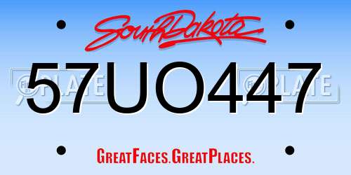 57UO447 South Dakota License Plate