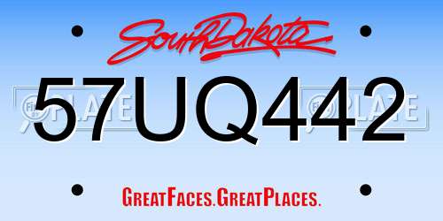 57UQ442 South Dakota License Plate