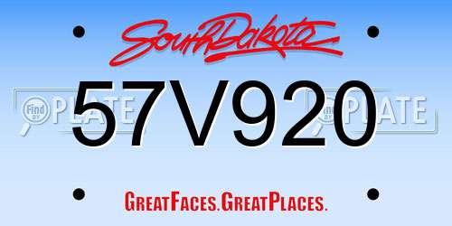 57V920 South Dakota License Plate