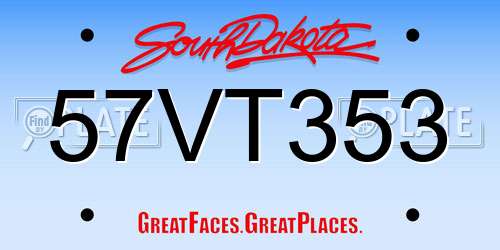 57VT353 South Dakota License Plate