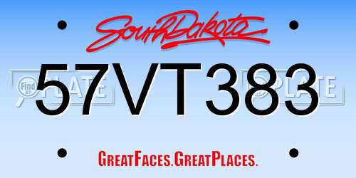 57VT383 South Dakota License Plate