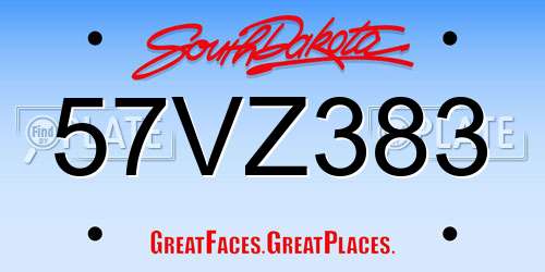 57VZ383 South Dakota License Plate