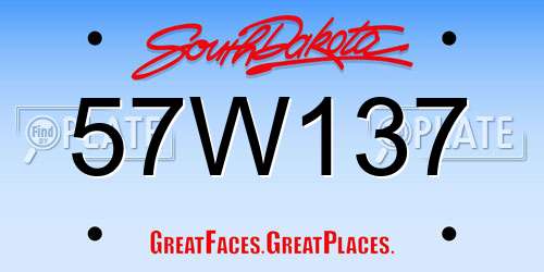 57W137 South Dakota License Plate