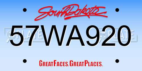 57WA920 South Dakota License Plate