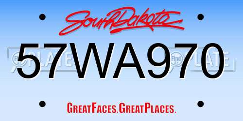 57WA970 South Dakota License Plate