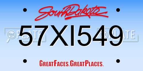 57XI549 South Dakota License Plate