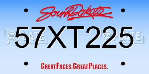 57XT225 South Dakota License Plate