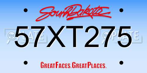 57XT275 South Dakota License Plate