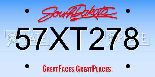 57XT278 South Dakota License Plate