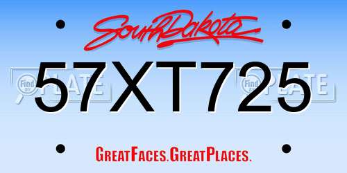 57XT725 South Dakota License Plate
