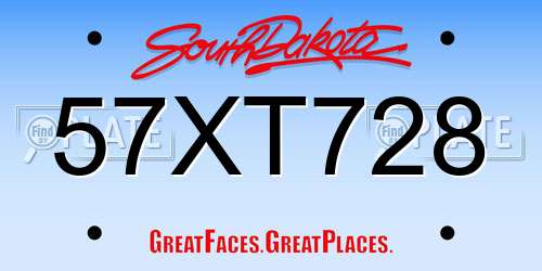 57XT728 South Dakota License Plate