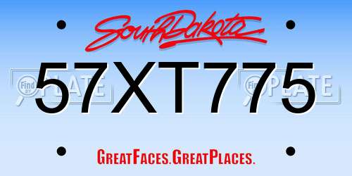 57XT775 South Dakota License Plate