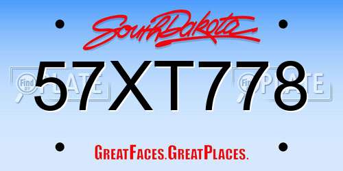 57XT778 South Dakota License Plate
