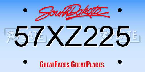 57XZ225 South Dakota License Plate