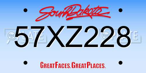 57XZ228 South Dakota License Plate