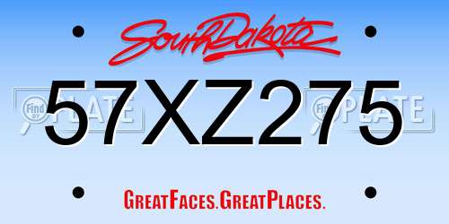 57XZ275 South Dakota License Plate