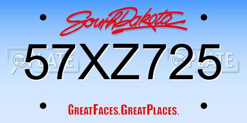 57XZ725 South Dakota License Plate