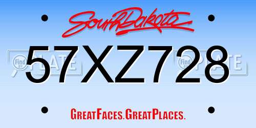 57XZ728 South Dakota License Plate