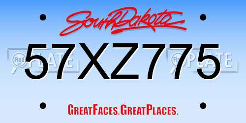 57XZ775 South Dakota License Plate