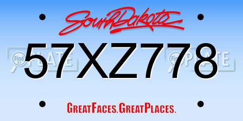 57XZ778 South Dakota License Plate
