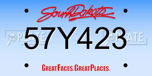 57Y423 South Dakota License Plate