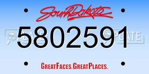 5802591 South Dakota License Plate