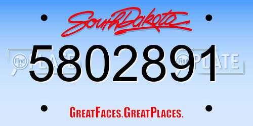 5802891 South Dakota License Plate