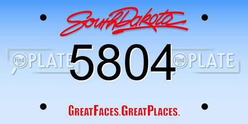 5804 South Dakota License Plate
