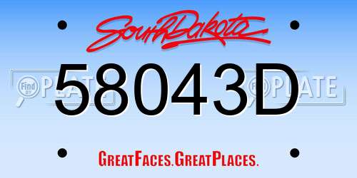 58043D South Dakota License Plate