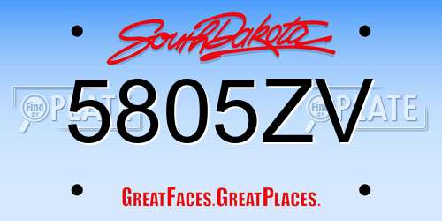 5805ZV South Dakota License Plate