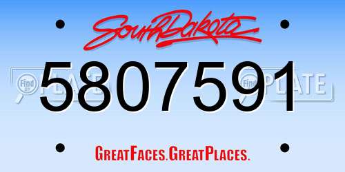 5807591 South Dakota License Plate