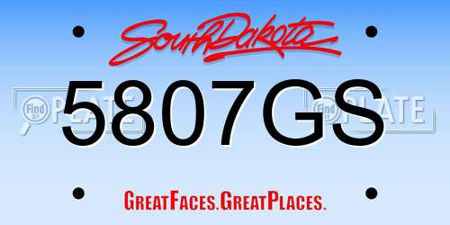 5807GS South Dakota License Plate