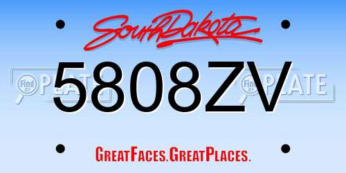 5808ZV South Dakota License Plate