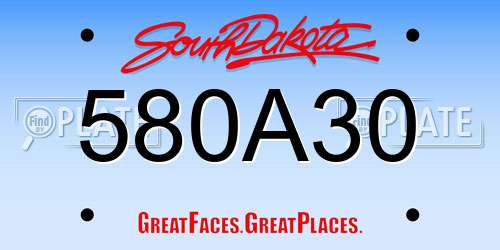 580A30 South Dakota License Plate