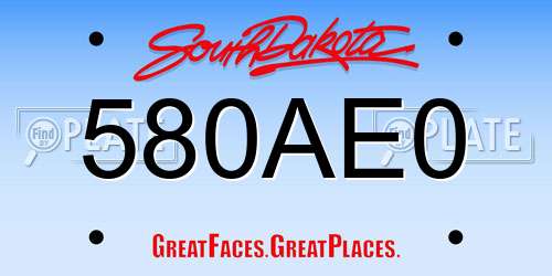 580AE0 South Dakota License Plate
