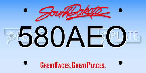 580AEO South Dakota License Plate