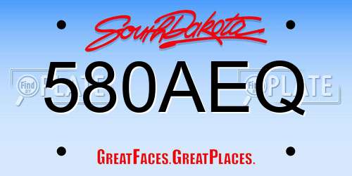 580AEQ South Dakota License Plate